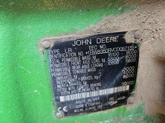 2012 John Deere 8360R Tractor