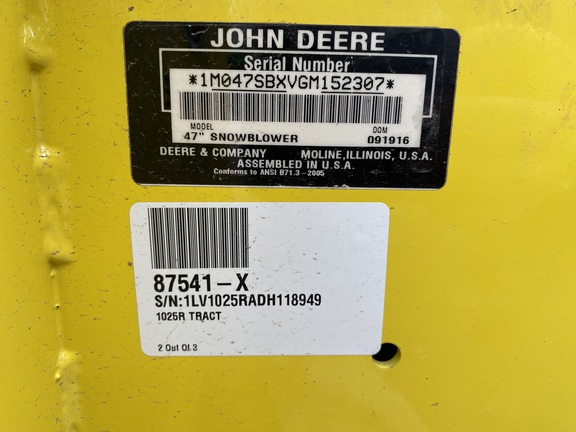 2016 John Deere 47" QT Snow Blower