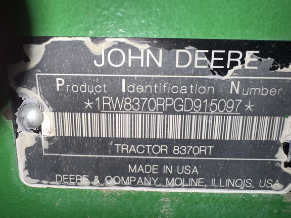 2016 John Deere 8370RT Tractor Rubber Track