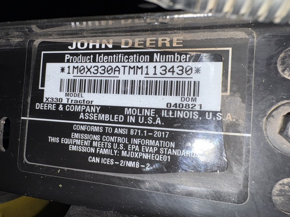 2021 John Deere X330 Garden Tractor