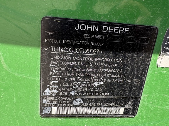 2012 John Deere 1420 Mower/Front Deck