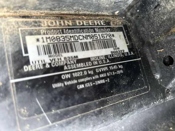 2022 John Deere XUV835M ATV