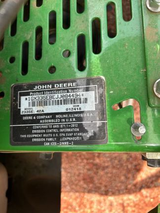 2018 John Deere Z335E Mower/Zero Turn