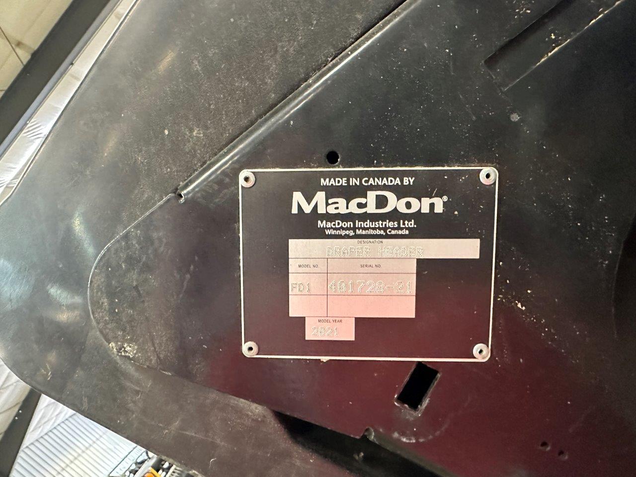 2021 MacDon FD145 Header Draper