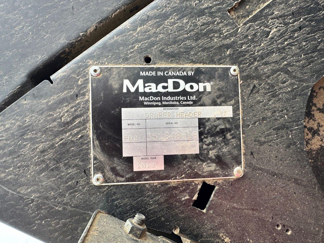 2019 MacDon FD145 Header Draper