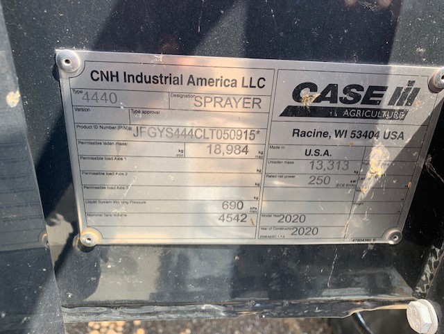 2020 Case IH Patriot 4440 Sprayer/High Clearance