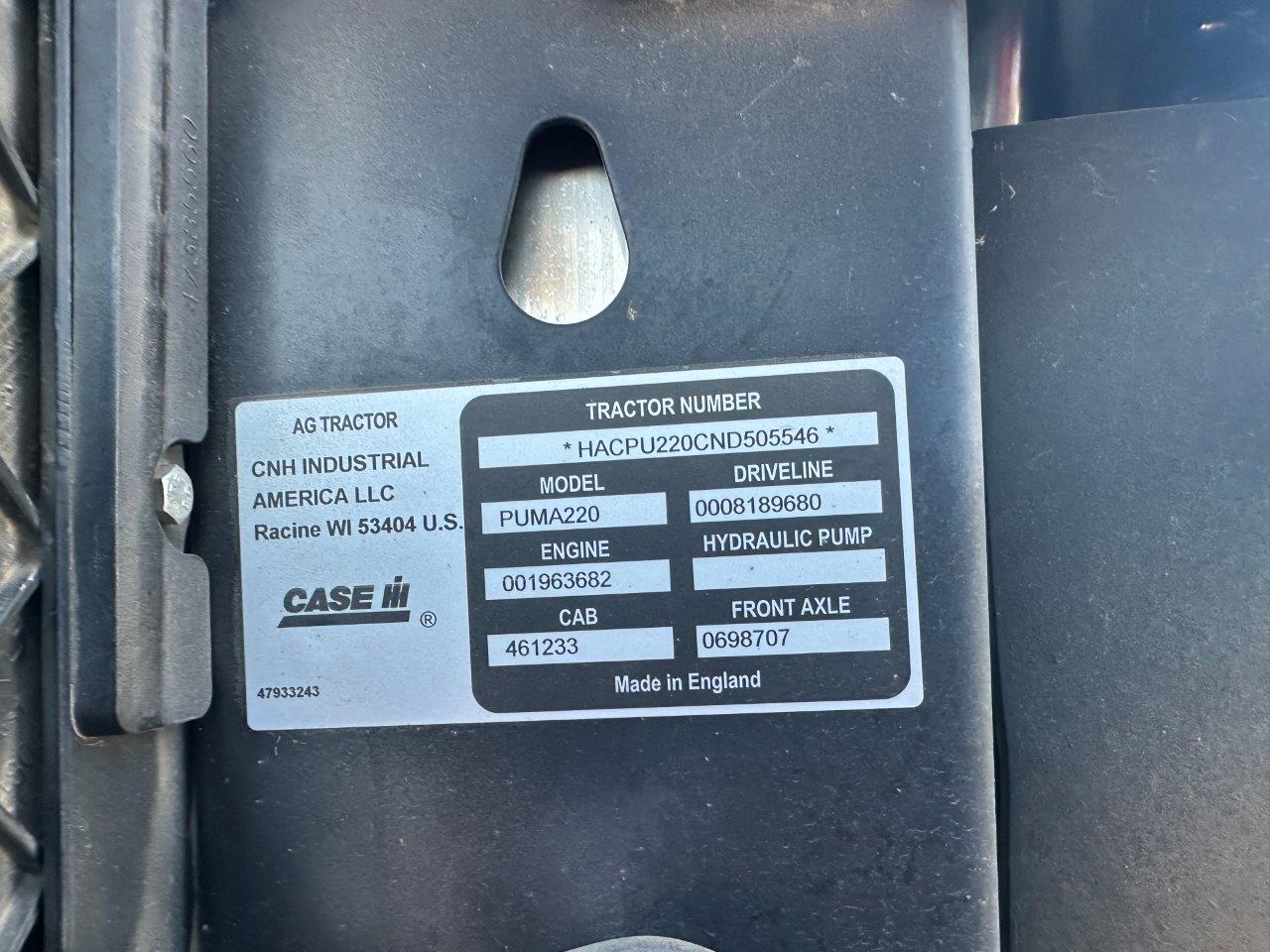 2022 Case IH PUMA220 Tractor