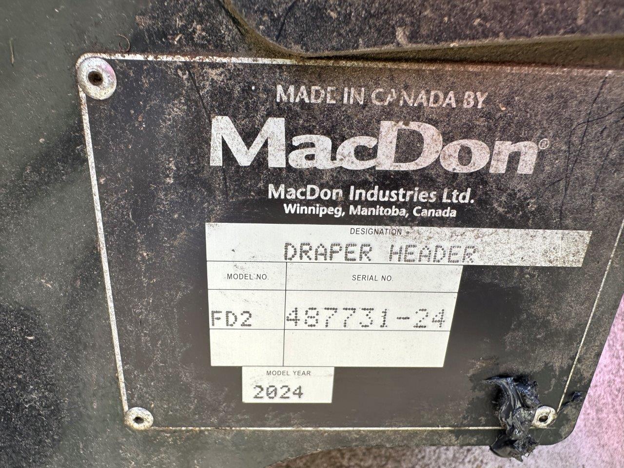 2024 MacDon FD240 Header Combine