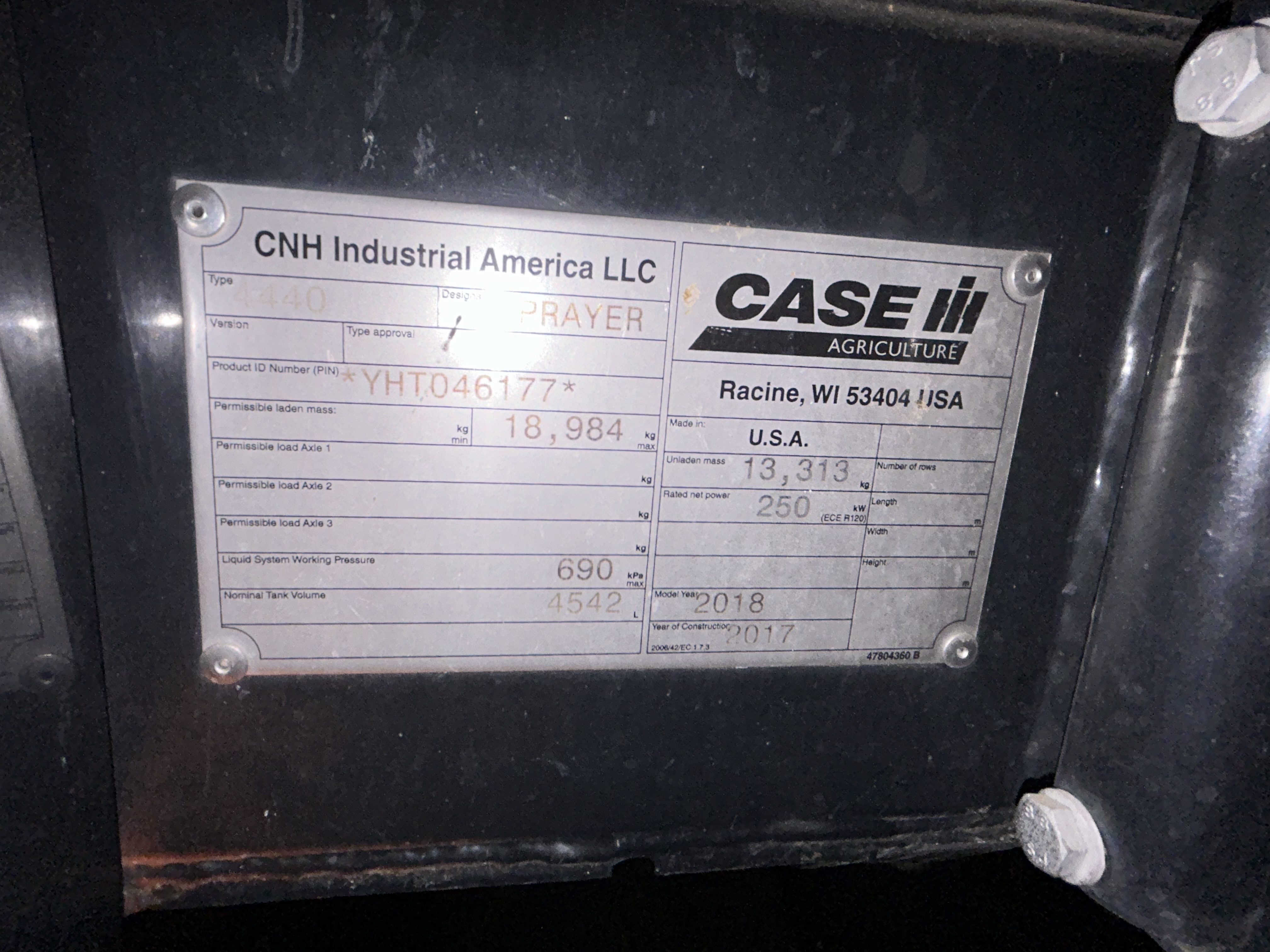 2018 Case IH Patriot 4440 Sprayer/High Clearance