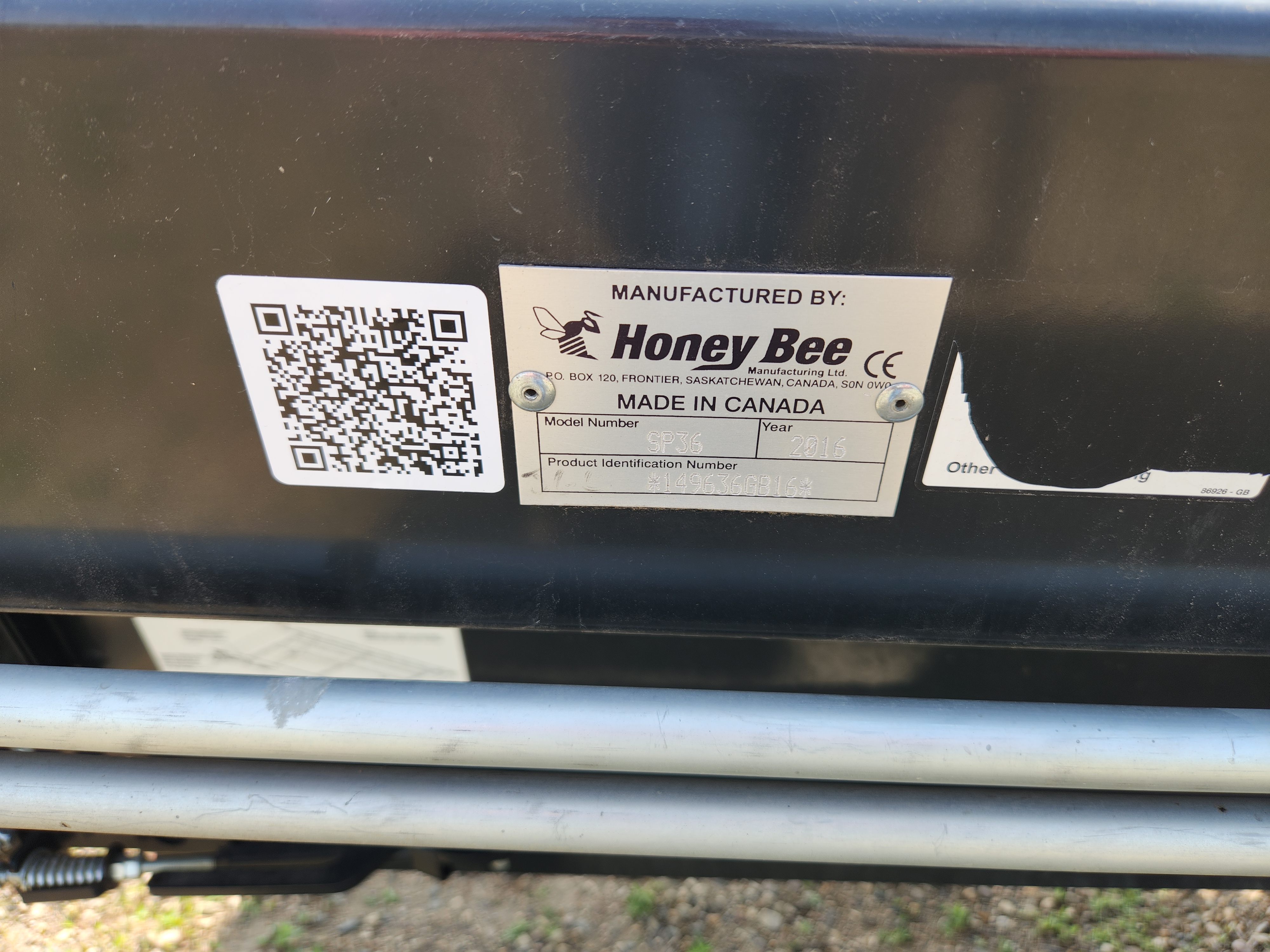 2016 Honey Bee SP36 Header Draper