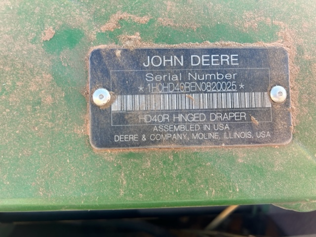 2022 John Deere HD40R Header Draper