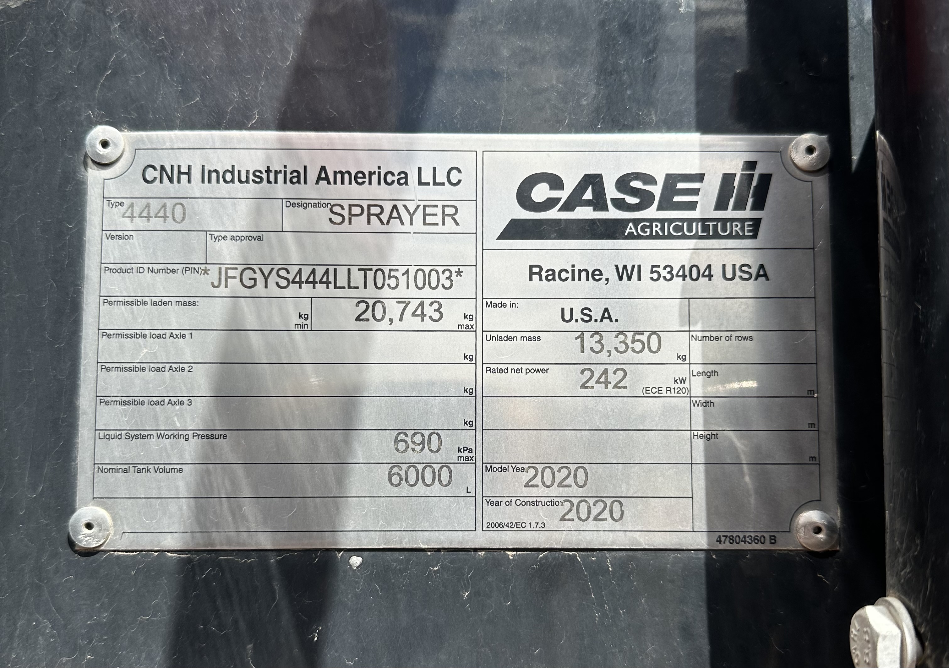2020 Case IH PAT4440 Sprayer/High Clearance