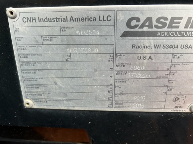 2015 Case IH WD2504 Windrower