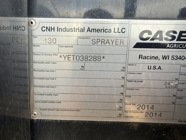 2014 Case IH Patriot 4430 Sprayer/High Clearance