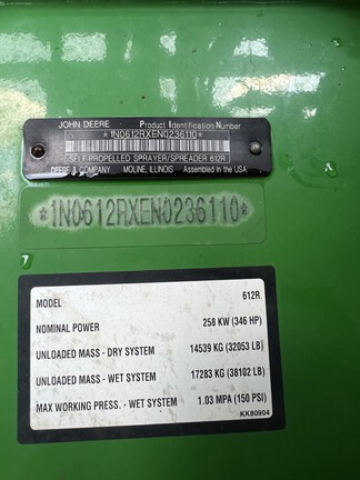 2023 John Deere 612R Sprayer/High Clearance