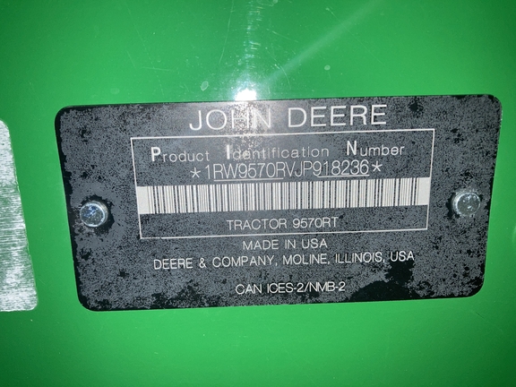 2018 John Deere 9570RT Tractor Rubber Track