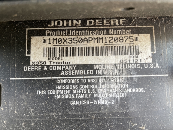 2021 John Deere X350 Garden Tractor