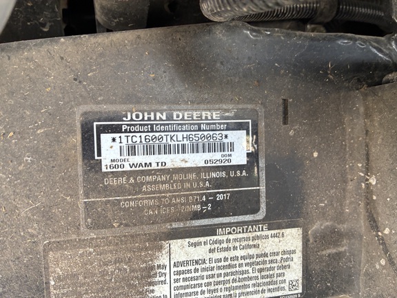 2020 John Deere 1600 Mower/Front Deck