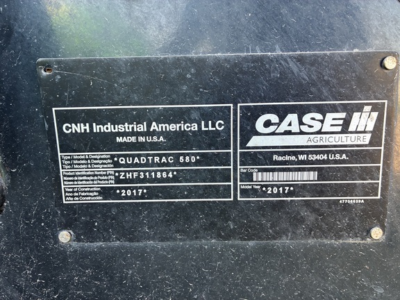 2017 Case IH Steiger 580 Quadtrac Tractor Rubber Track