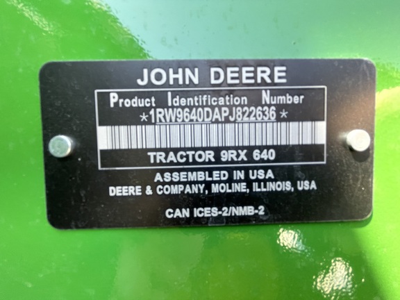 2023 John Deere 9RX 640 Tractor Rubber Track