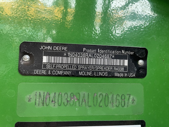 2020 John Deere R4038 Sprayer/High Clearance