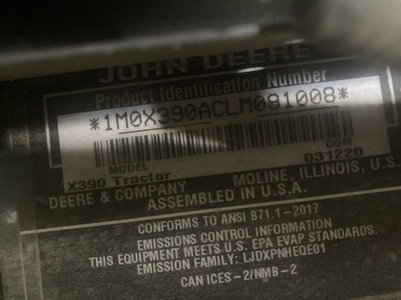 2020 John Deere X390 Garden Tractor