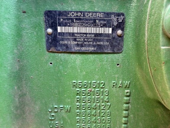 2019 John Deere 8370R Tractor