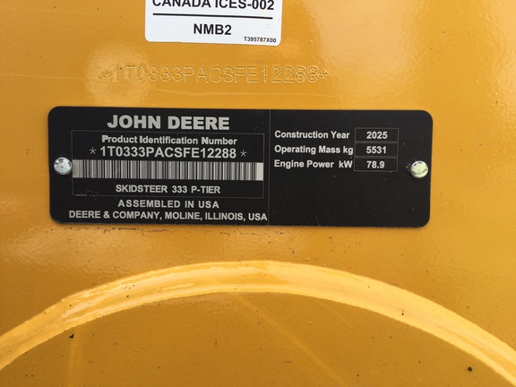 2025 John Deere 333 P Compact Track Loader