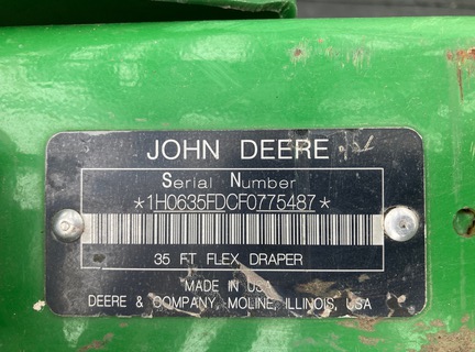 2015 John Deere 635FD Header Combine