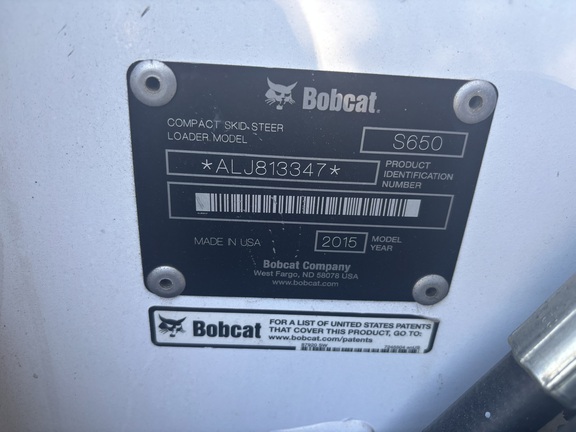 2015 Bobcat S650 Skid Steer Loader