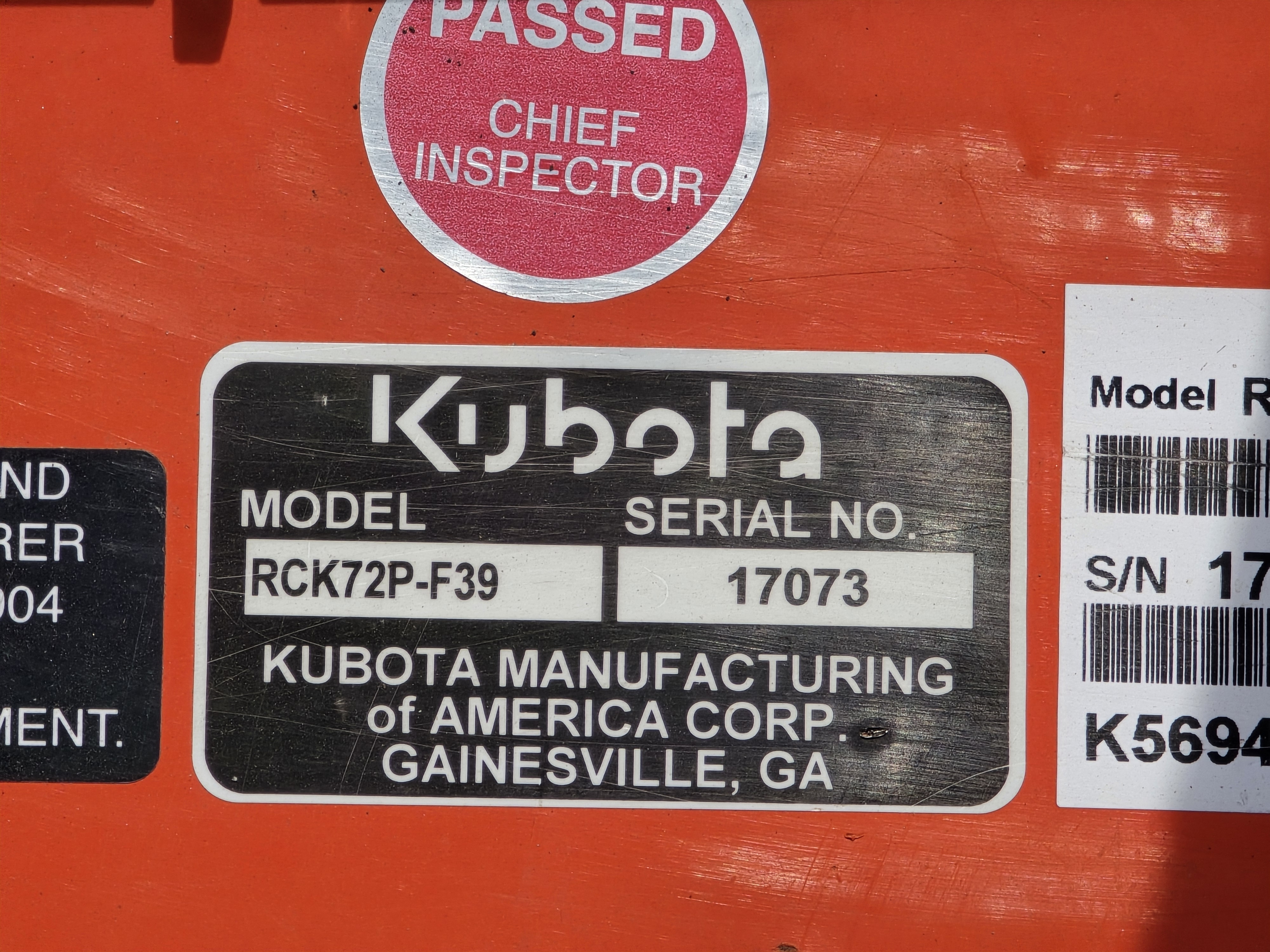 2024 Kubota RCK72P-F39 Mower Deck