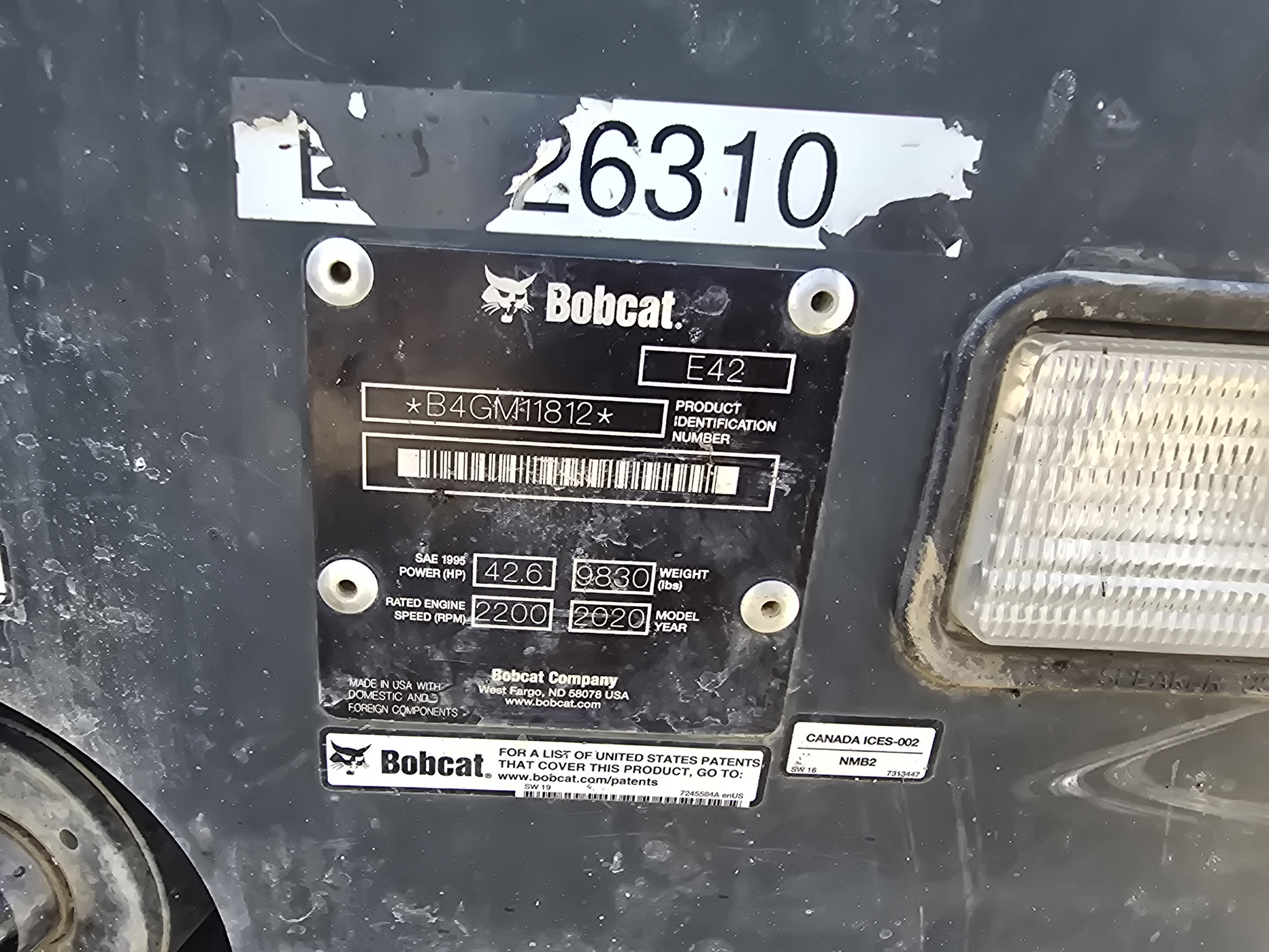 2020 Bobcat E42 Excavator