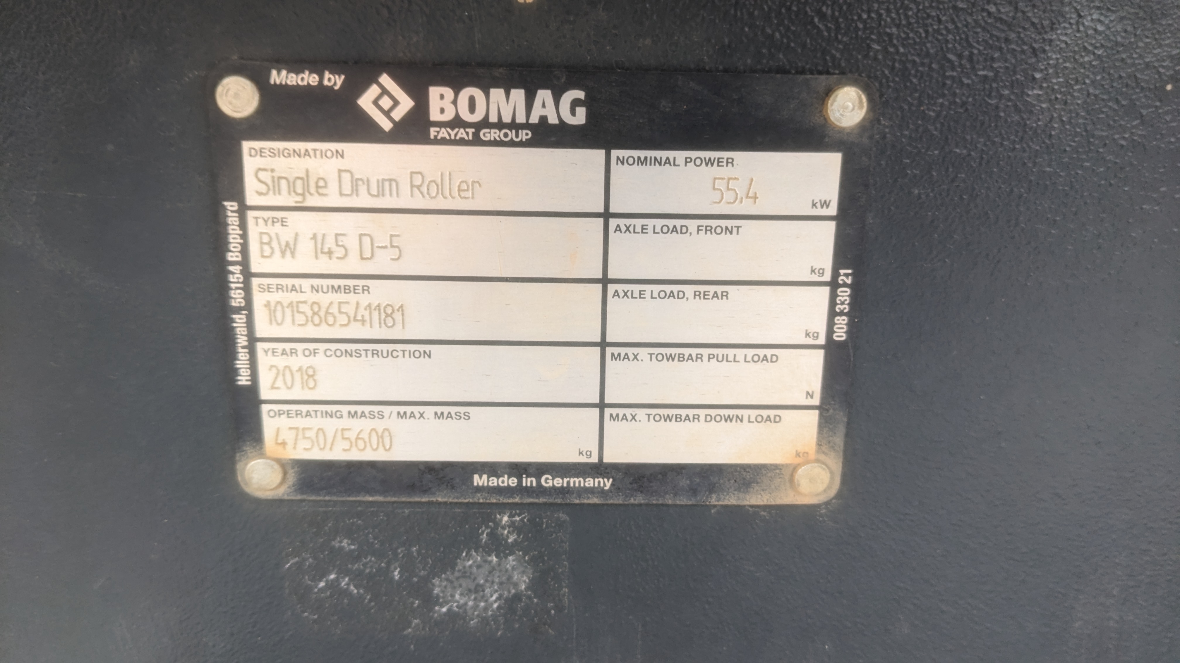 2018 Bomag BW145D-5 Compactor