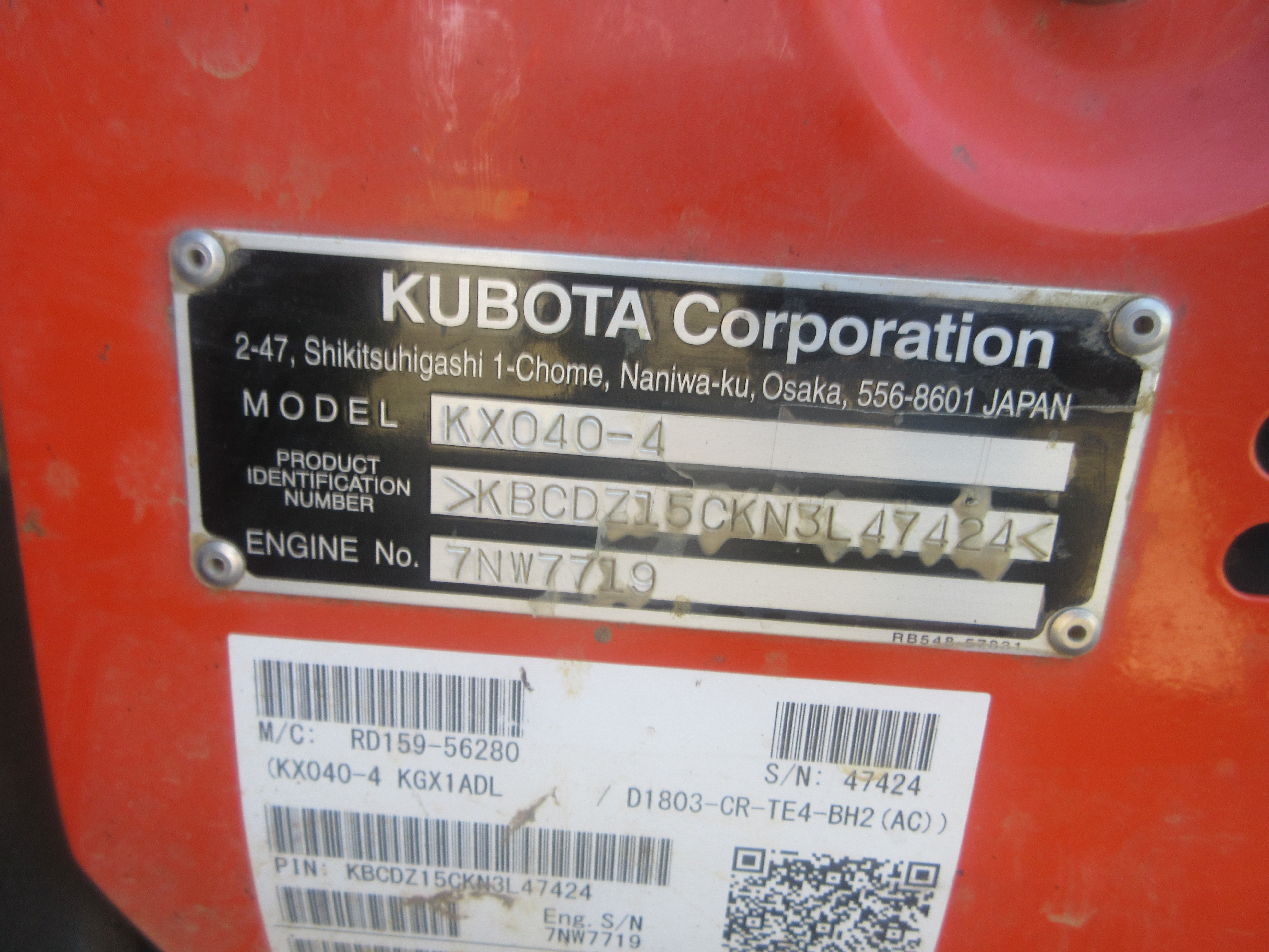 2023 Kubota KX040-4R3A Excavator