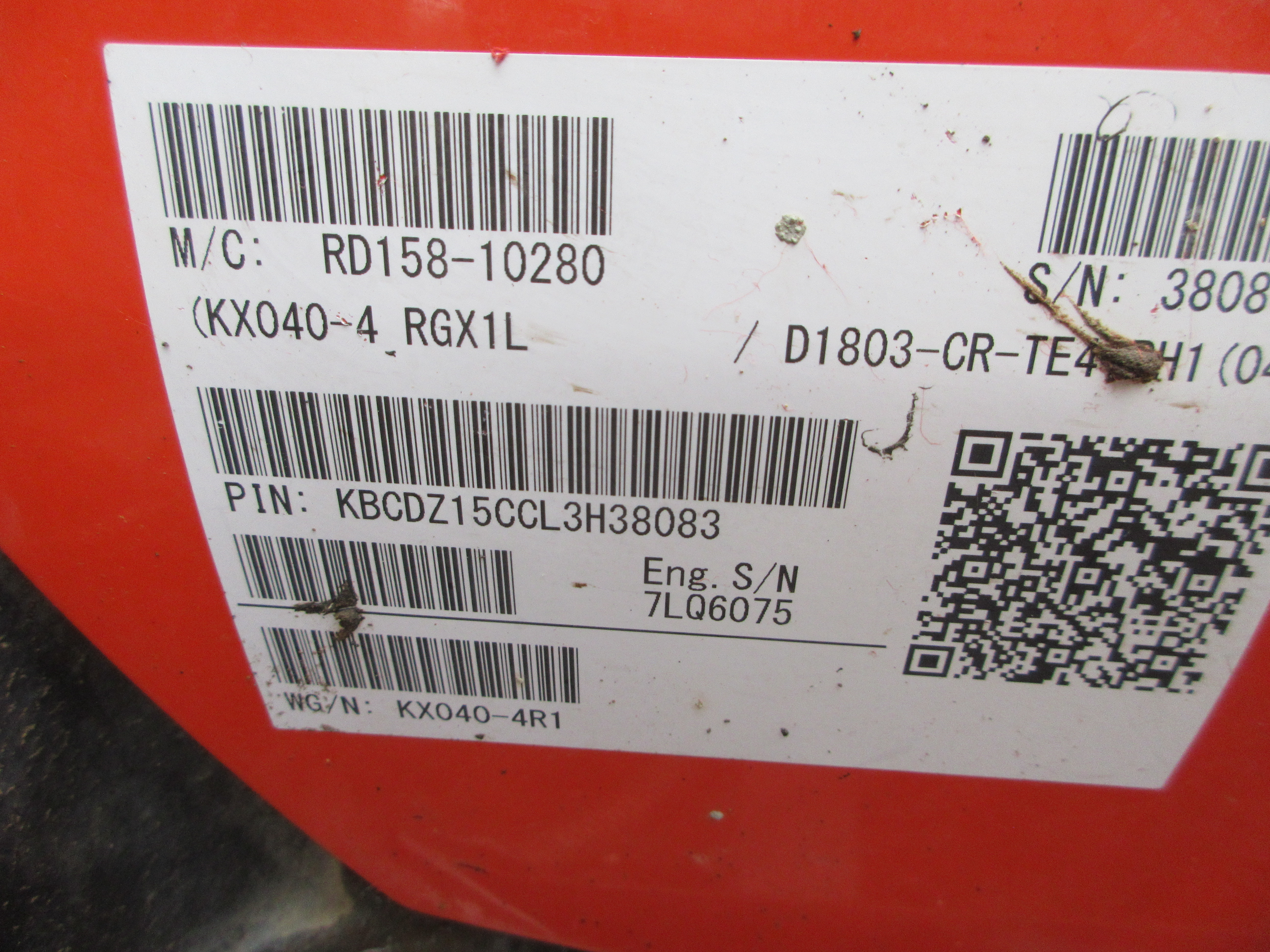 2020 Kubota KX040-4R1 Excavator