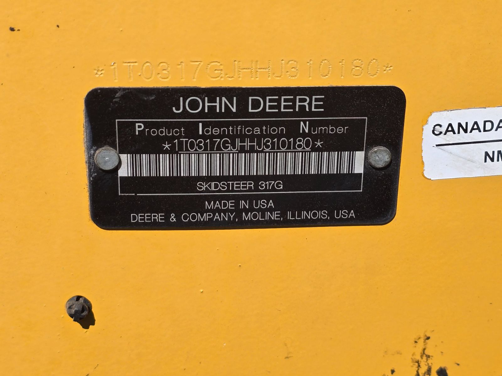 2018 John Deere 317G Skid Steer Loader