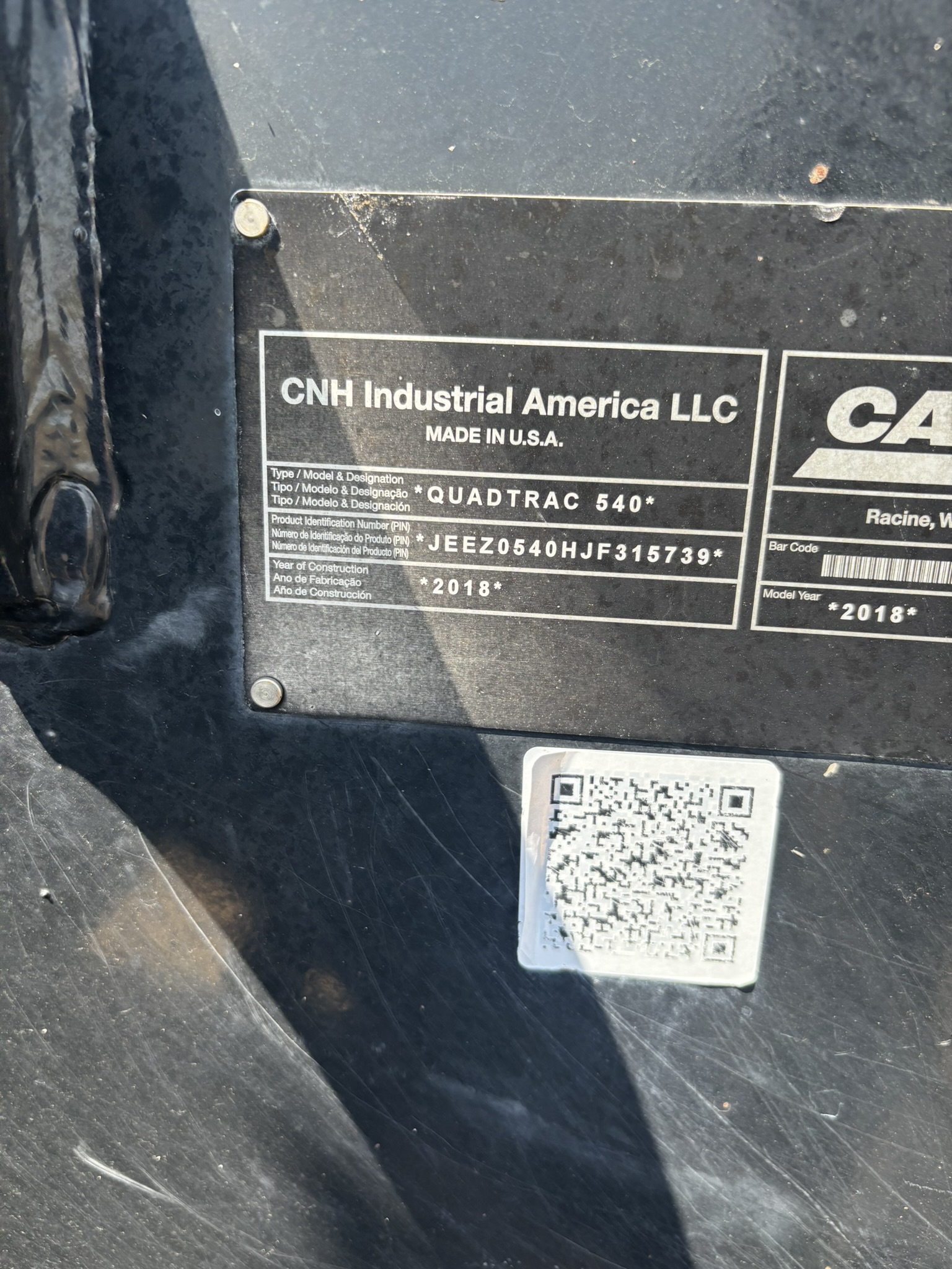 2018 Case IH STG540 Tractor