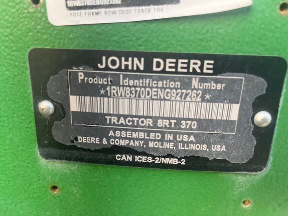 2022 John Deere 8RT 370 Tractor Rubber Track