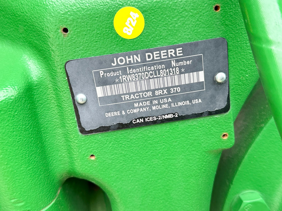 2020 John Deere 8RX 370 Tractor Rubber Track