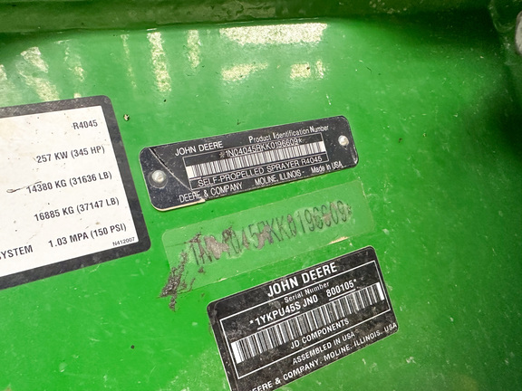 2019 John Deere R4045 Sprayer/High Clearance