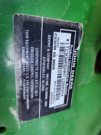 2022 John Deere Z930M Mower/Zero Turn