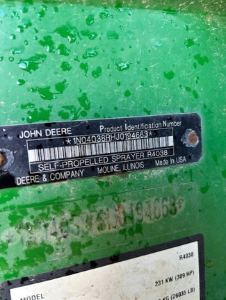 2019 John Deere R4038 Sprayer/High Clearance
