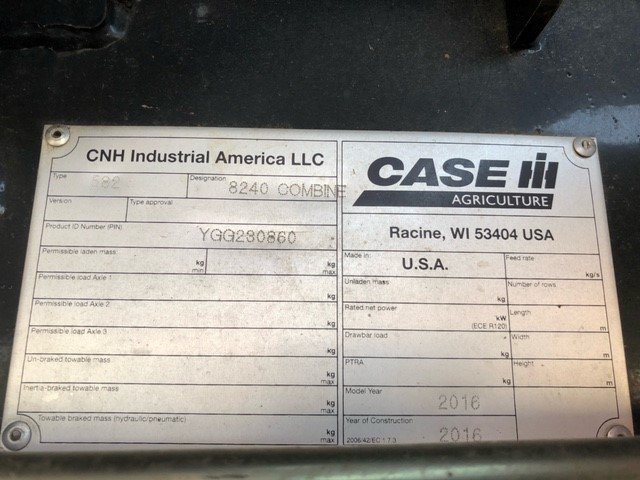 2016 Case 8240 Combine