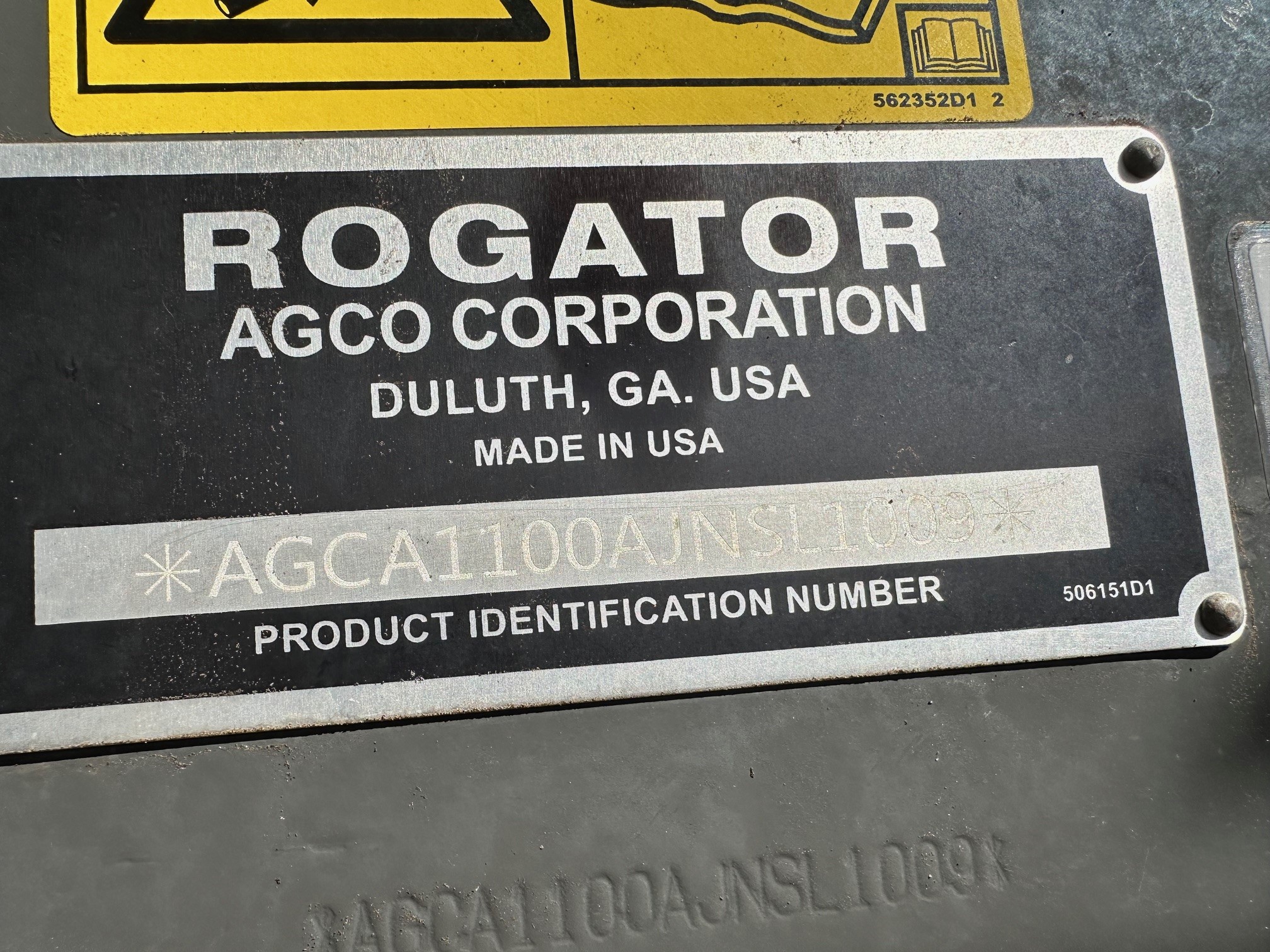 2018 RoGator RG1100C Sprayer/High Clearance