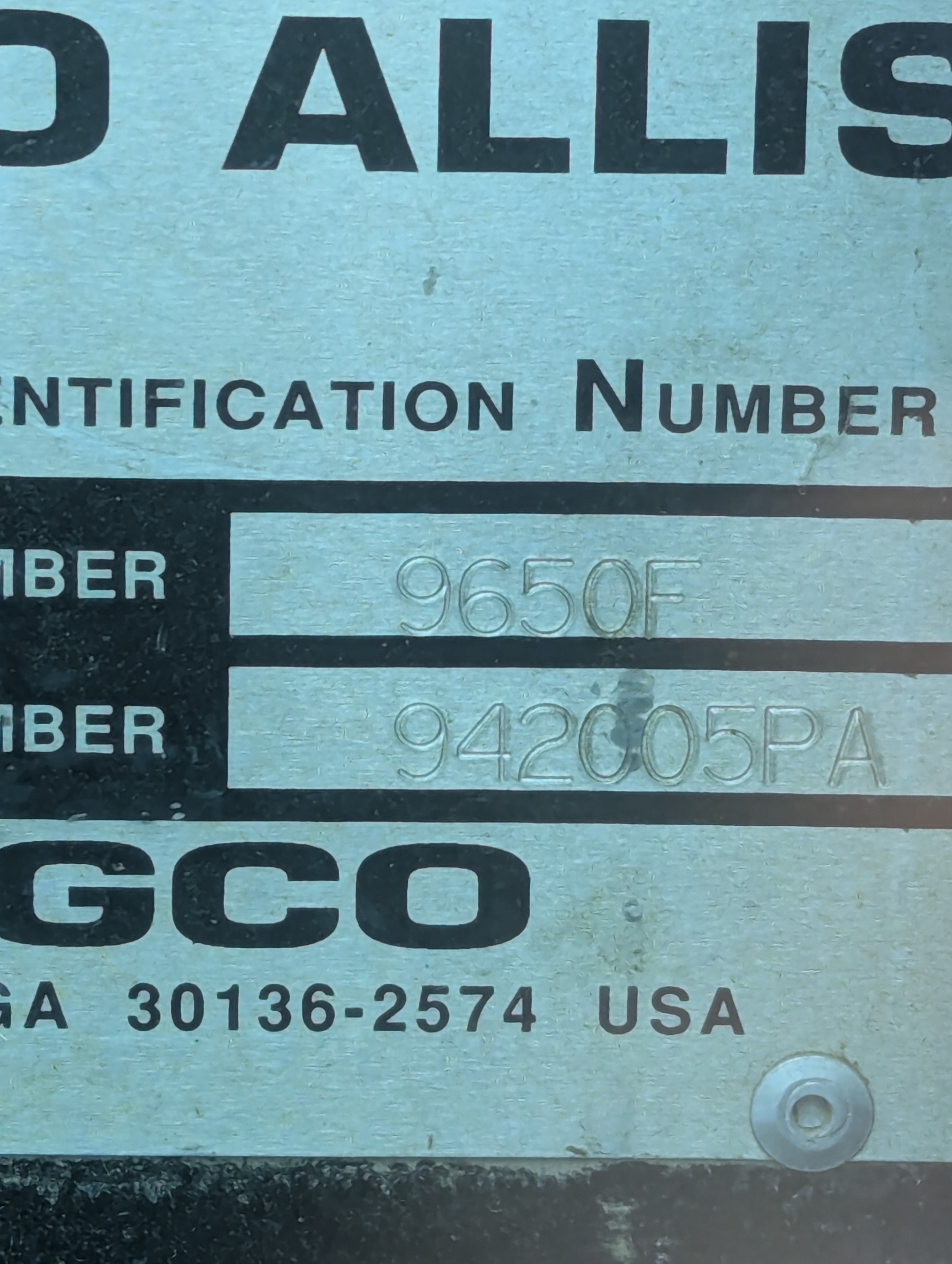 1995 AGCO Allis 9650 Tractor