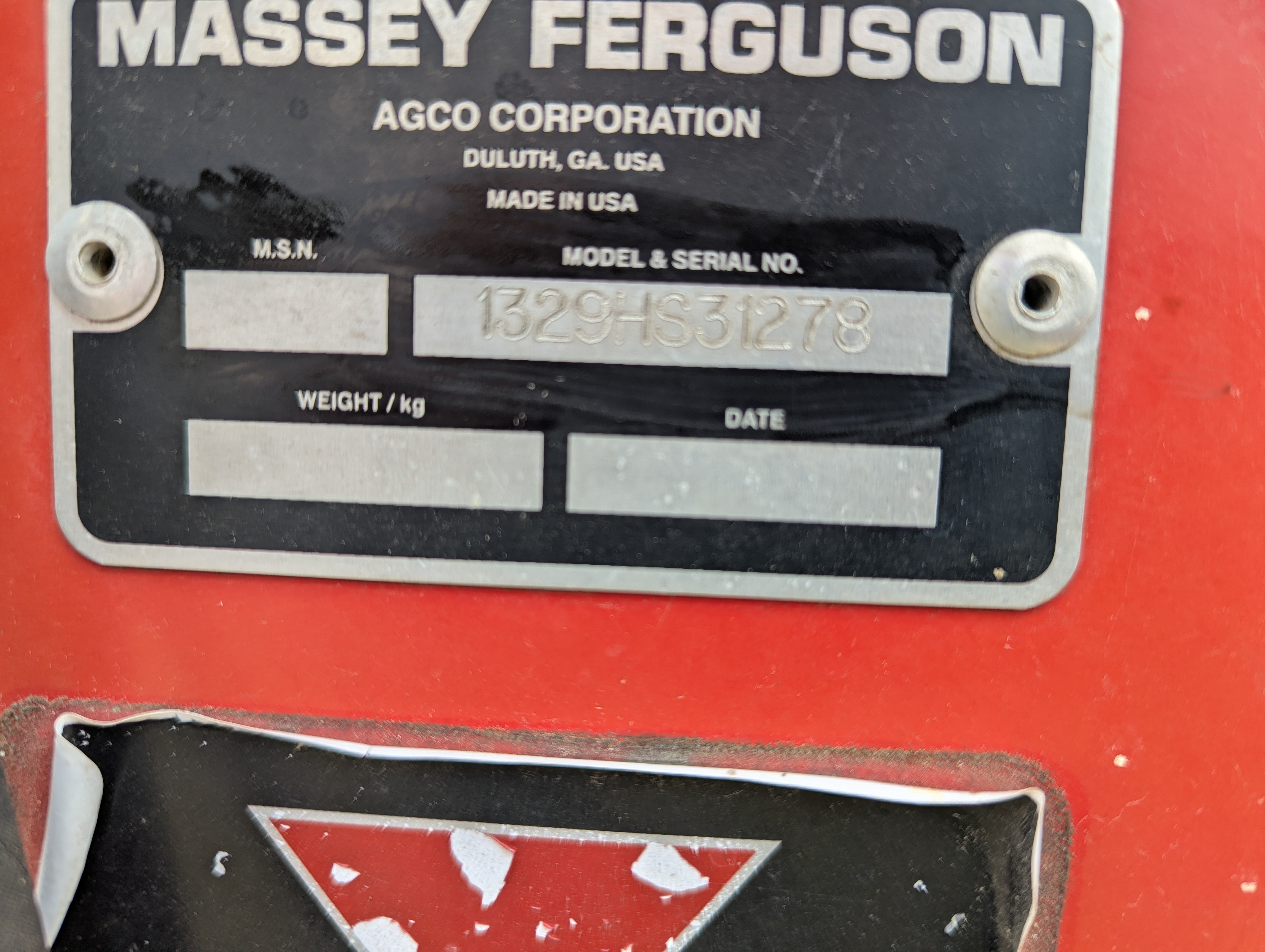 2008 Massey Ferguson 1329 Mower/Disc