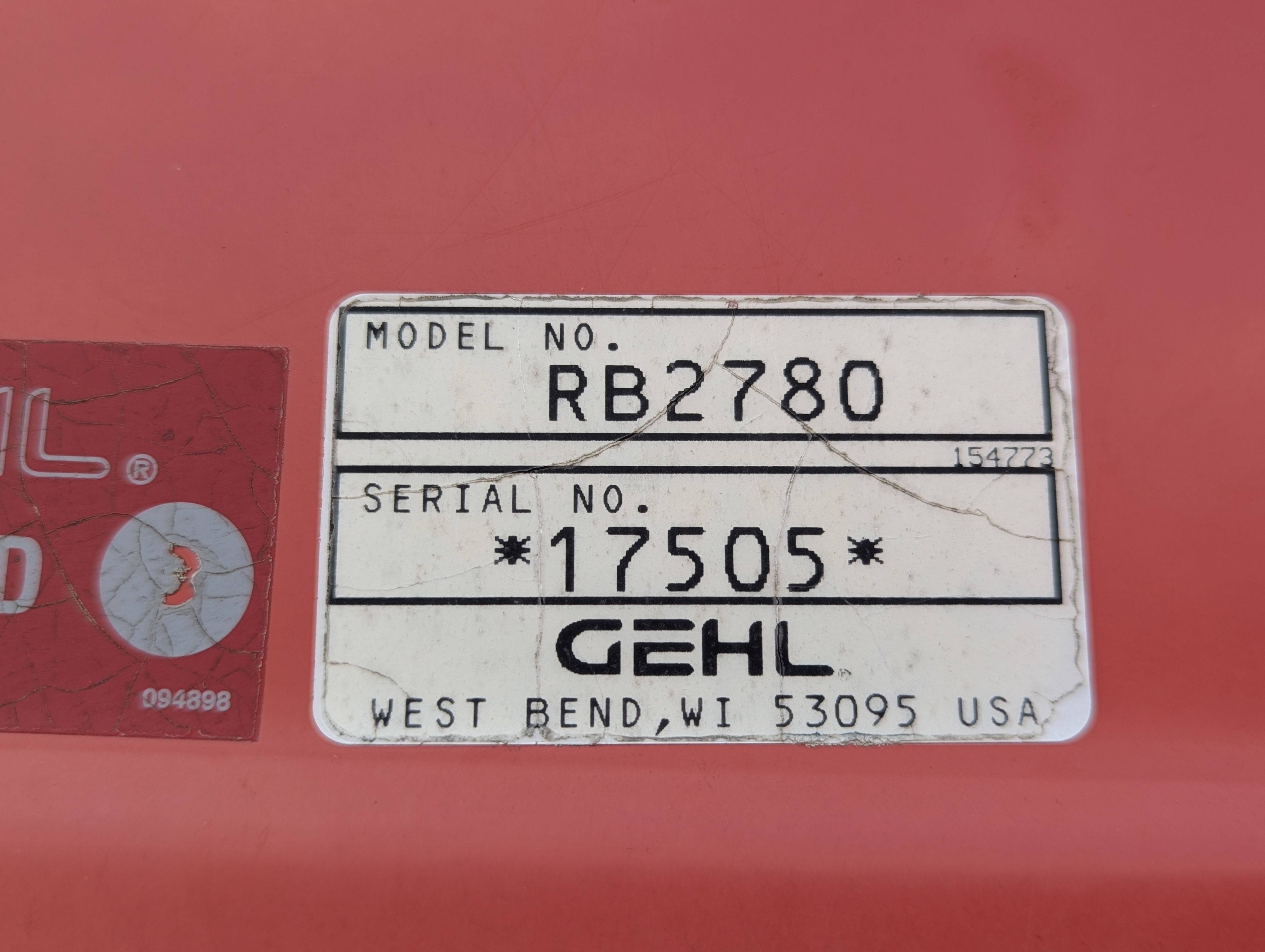 2003 Gehl 2780 Baler/Round