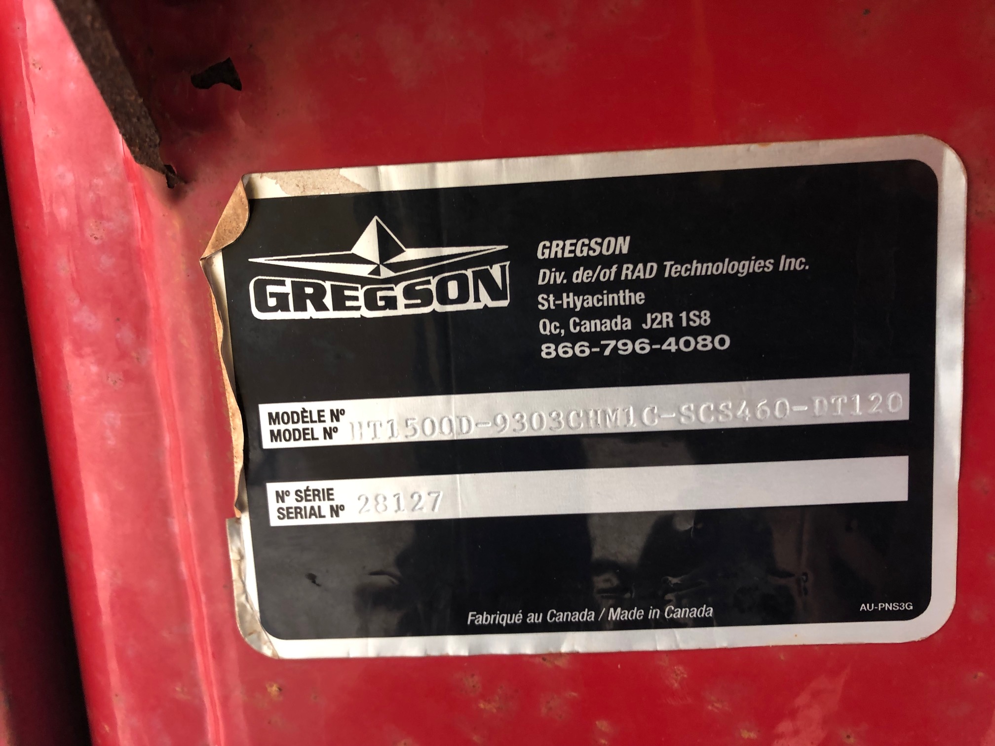 2010 Gregson HT1500 Sprayer