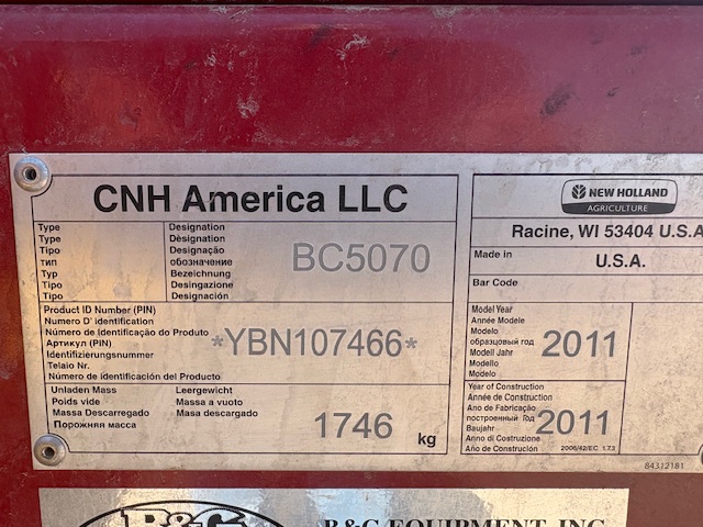 2011 New Holland BC5070 Baler/Square