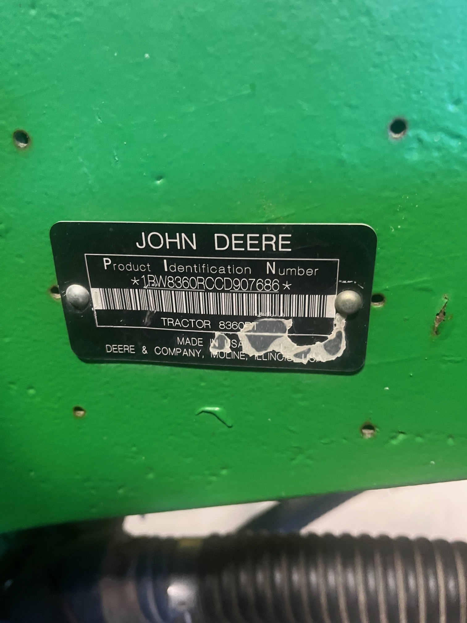 2012 John Deere 8360RT Tractor